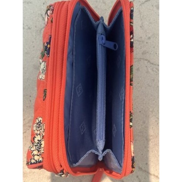 Vera Bradley Coral Floral Wallet Zip Around Closure iPhone Holder Never Used - Picture 13 of 16